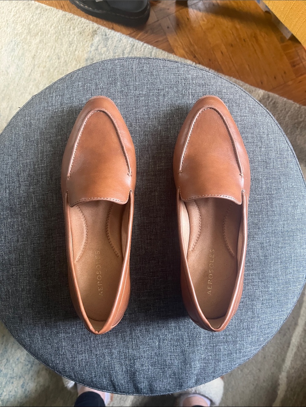 AEROSOLES Tan Faux Leather Slip-On Loafers